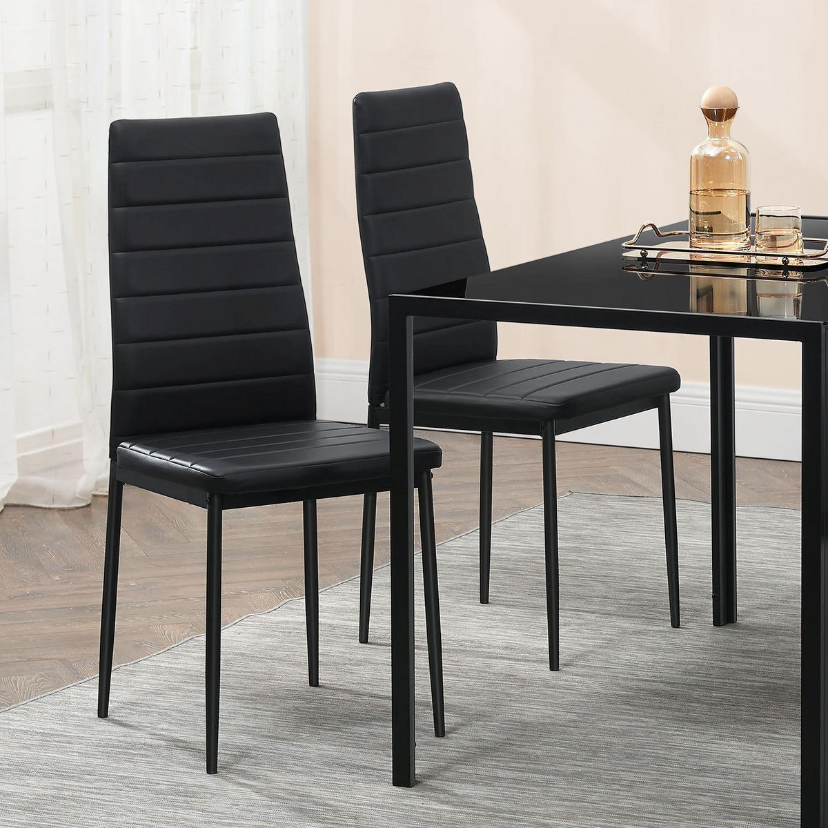 ESSZIMMERSTUHL Loja 2er-Set schwarz - Schwarz, Metall (41/96/49cm) - Juskys