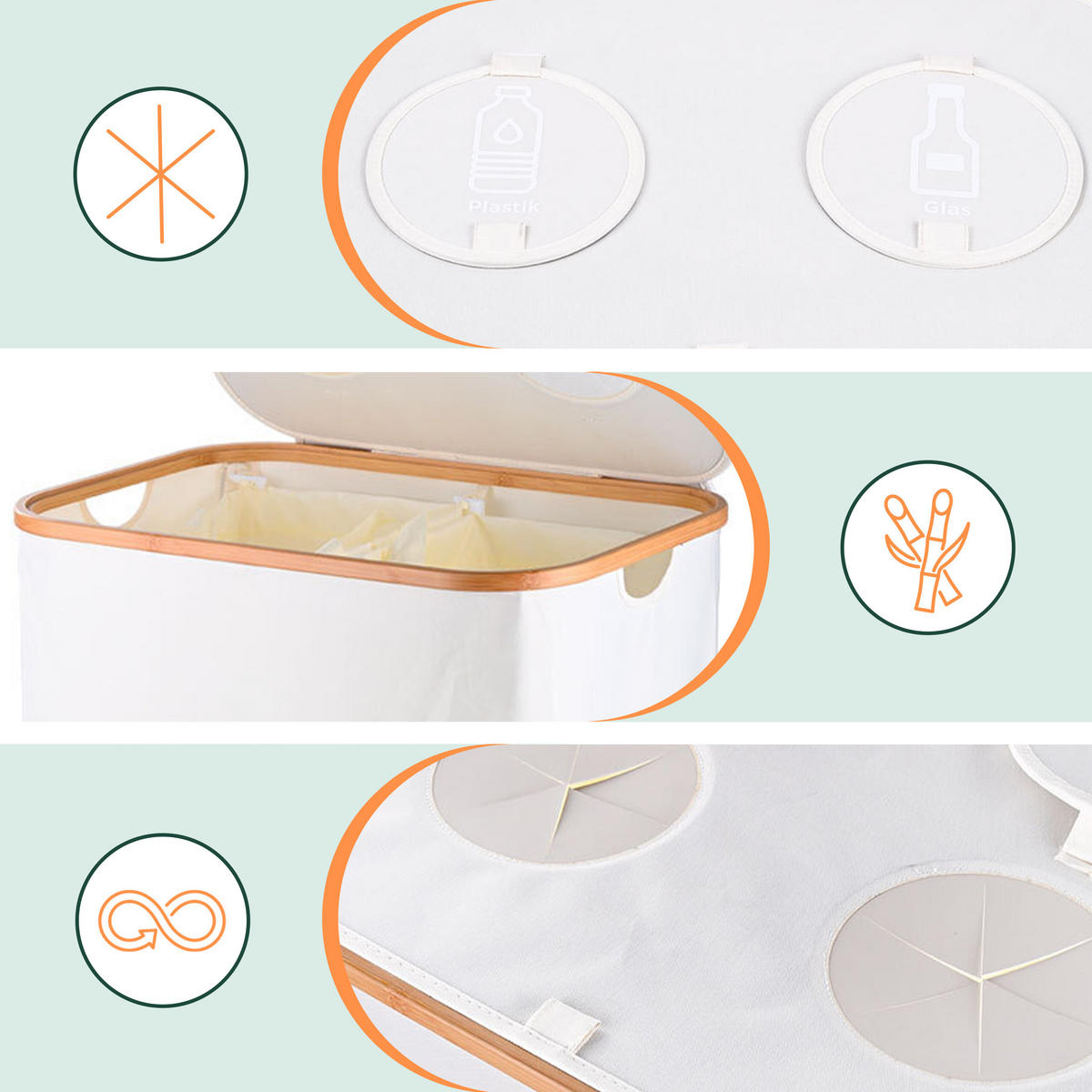 PFANDFLASCHEN-SAMMELBEHÄLTER - Weiß, Holz/Kunststoff (57/80/37cm) - Relaxdays