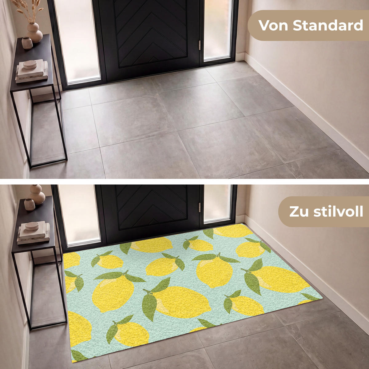 ROHOŽKA Citróny vzor - Žltá - Modrá - Vzor - Ovocie 180x120 cm - žltá, plast (180/120cm) - MuchoWow