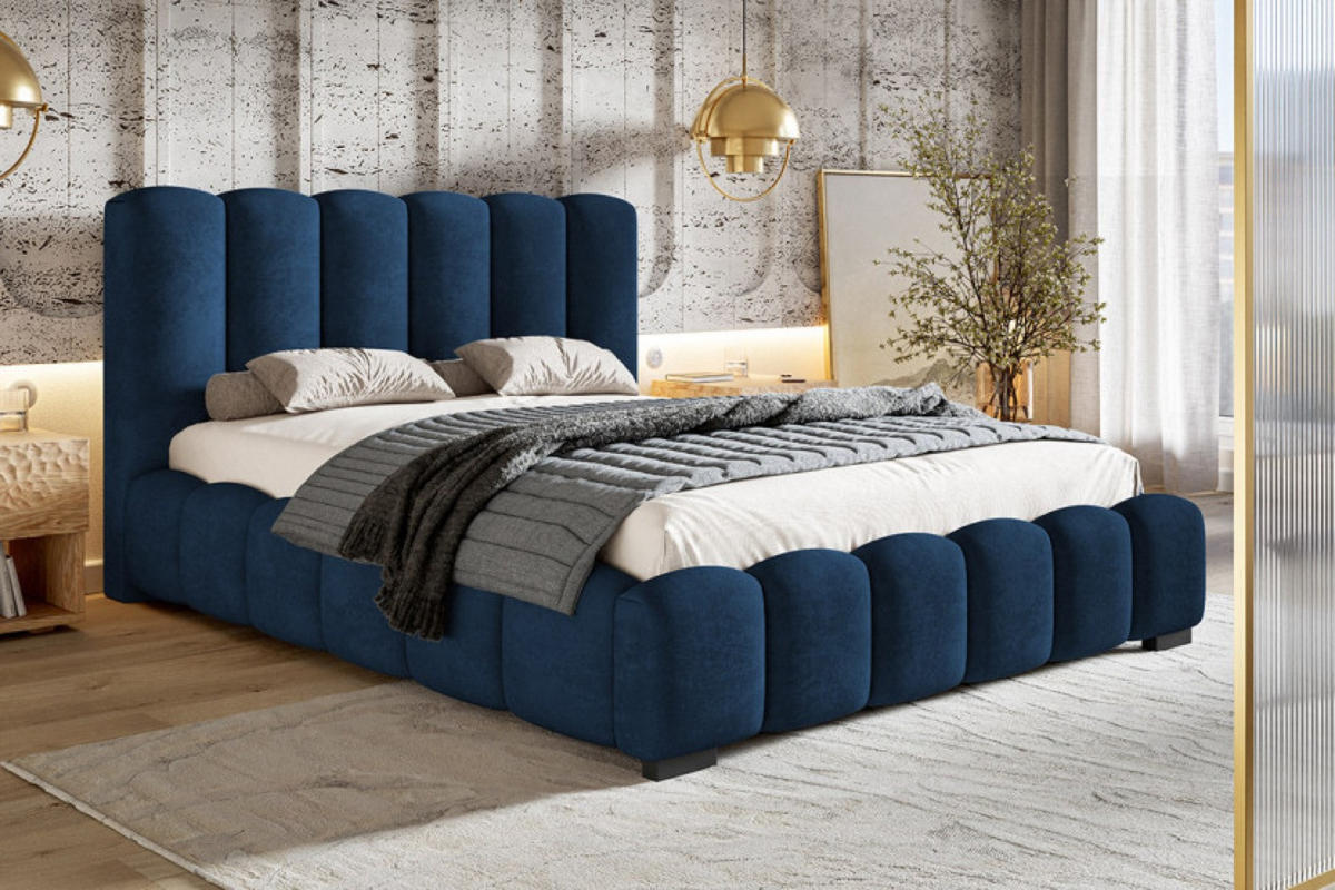 BETTGESTELL Blau BEN 18 Mit Bettkasten Und Lattenrost 140x200 cm - Dunkelblau, Textil - Sepro Meble