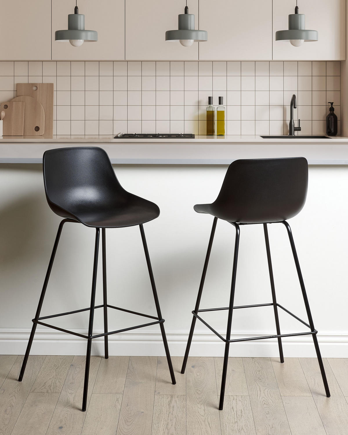 BARSTUHL 2er-Set Kunststoff/Metall schwarz Emmet - Schwarz, Kunststoff (49/100/47cm) - Beliani
