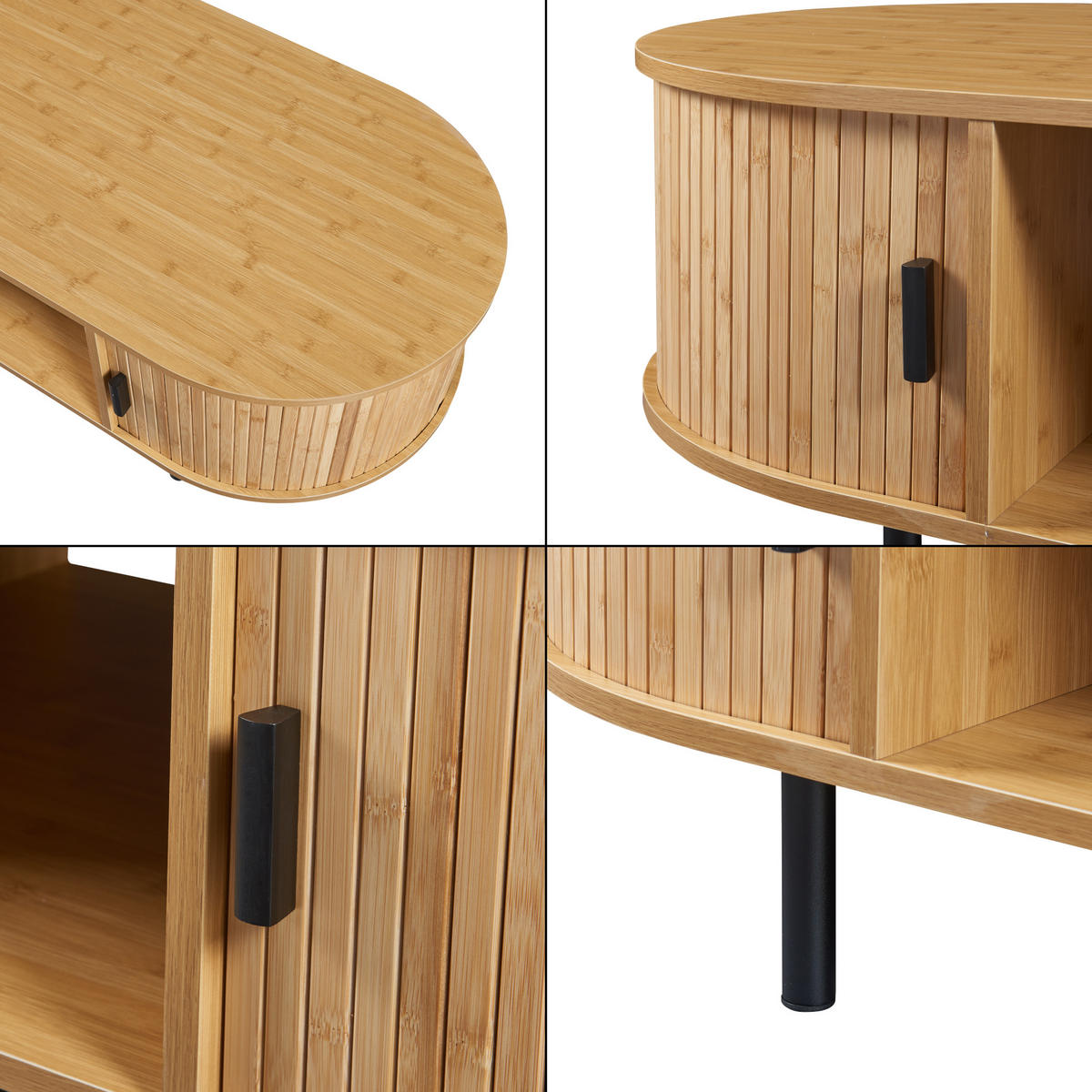 COUCHTISCH Tvedestrand 120/55/40 cm - Schwarz/Naturfarben, Holzwerkstoff/Metall (55/120/40cm) - [en.casa]