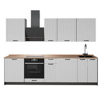 KÜCHENZEILE Fame-Line, Weiß Landhaus/Anthrazit, 280 cm, AP Eiche - Anthrazit/Weiß, Holzwerkstoff (280/206.8/60cm) - Vicco