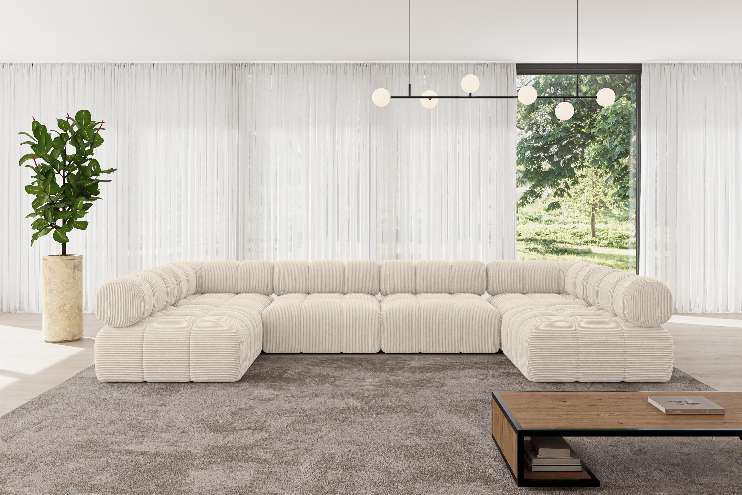 Thumbnail - Altdecor Wohnlandschaft, Beige, Textil, 7-Sitzer, U-Form, 380x70x190 cm, Wohnzimmer, Sofas & Couches, Wohnlandschaften, ...