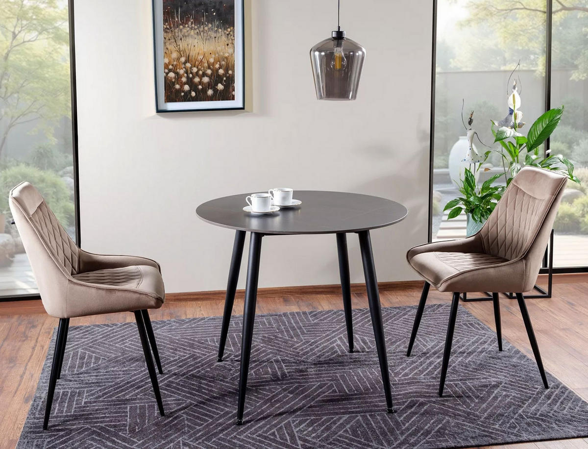 ESSTISCH Rion Marmor Schwarz 90 / 90 / 76cm - Schwarz, Holz/Keramik (90/90/76cm) - Feldmann-Wohnen