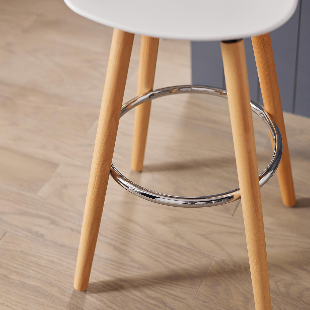 BARHOCKER Buche Weiß - Weiß/Braun, Holzwerkstoff/Kunststoff (40/84/41cm) - SoBuy