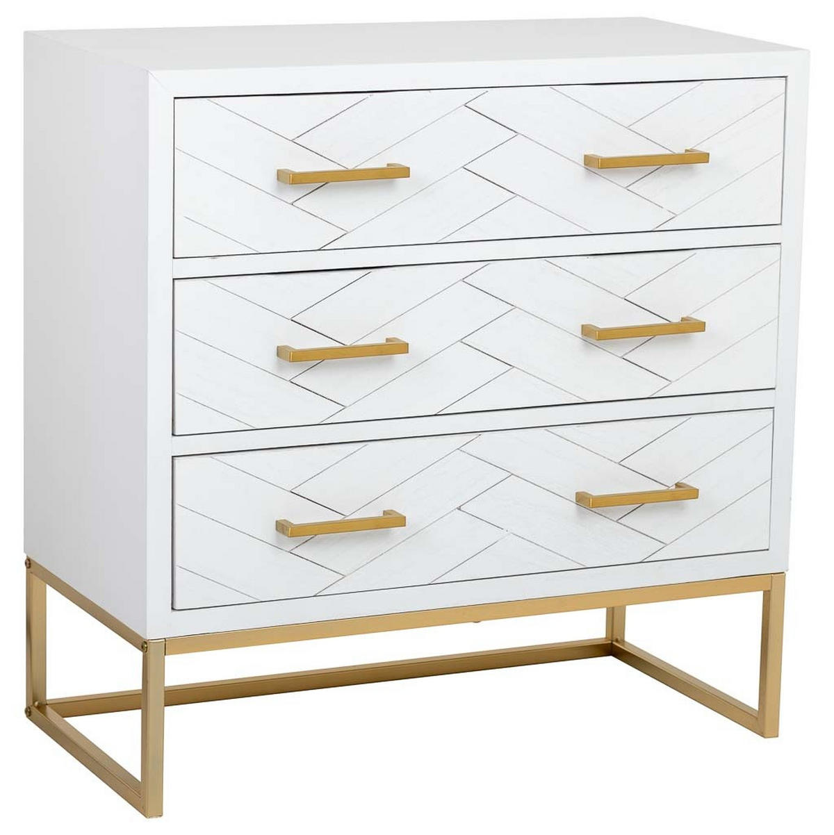KOMMODE mit 3 schubladen aus holz und metall 80x39x81 cm - Weiß, Holz (80/81/39cm) - Wanderlust