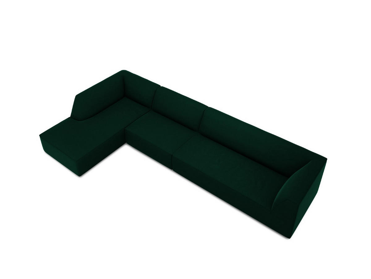 ECKSOFA links Ruby aus Samt flaschengrün 5 Sitzplätze - Grün, Textil (180/366cm) - Micadoni