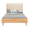MASSIVHOLZBETT Frida, gepolstertes Kopfteil, Buche - lackiert, Naturfarben/Ecru, 180x200 - Ecru/Buchefarben, Holz/Buchenholz (180/200cm) - Visby