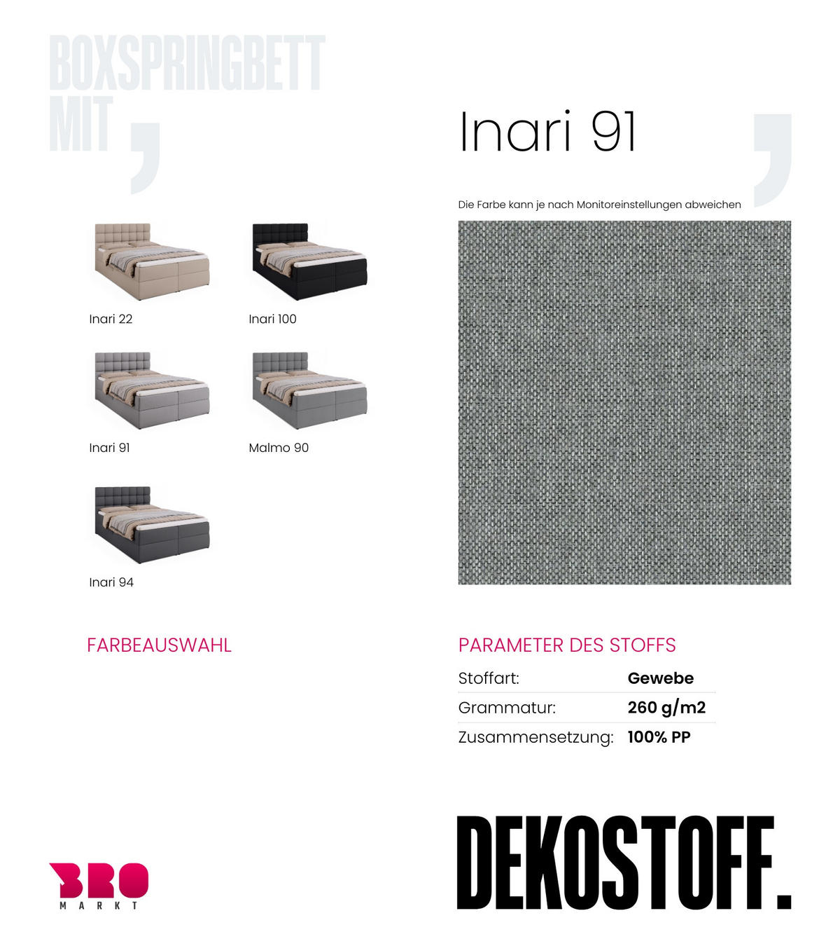 BOXBETT Dakota mit Topper 140/200 Grau - Grau, Textil (140/200cm) - Bromarkt
