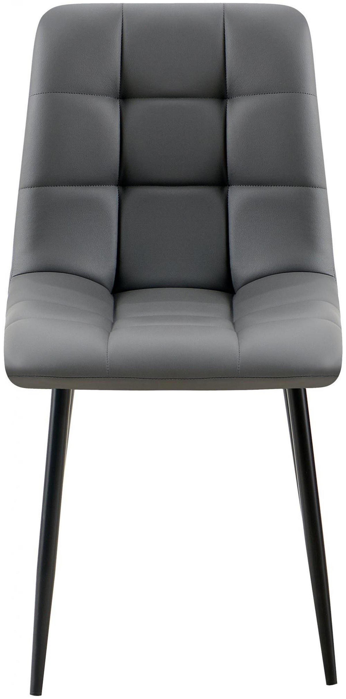 STUHL 4er Set Lederlook dunkelgrau - Dunkelgrau/Schwarz, Textil/Metall (45/84/55cm) - CLP
