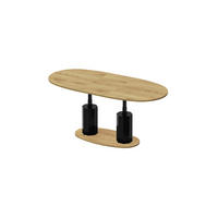 COUCHTISCH Eiche Natur Schwarz Hochglanz oval ausziehbar höhenverstellbar - Schwarz Hochglanz/Eichefarben, Holzwerkstoff (80/130/54cm) - designimpex