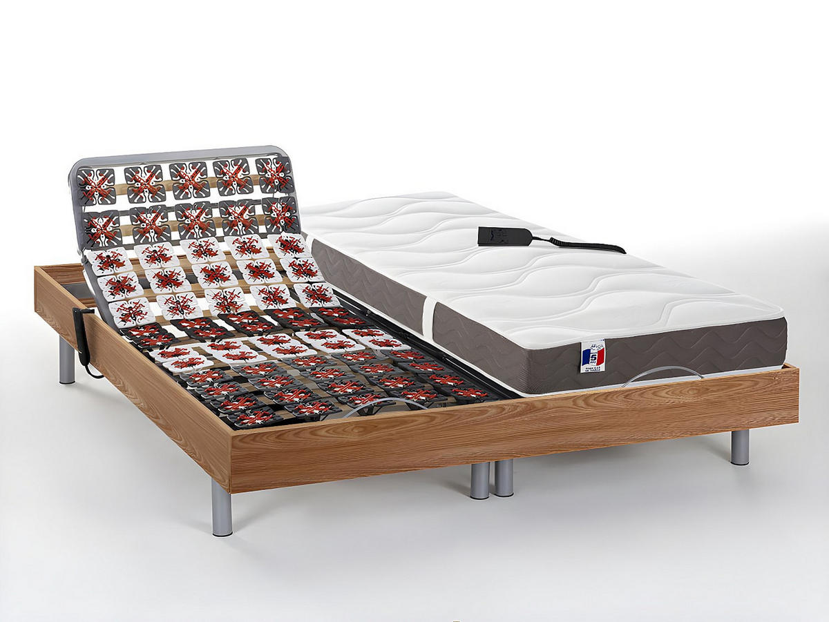 BETT mit elektrischem Lattenrost - 2 Personen - holz - naturfarben hell Jupiter - Naturfarben, Holz/Holzwerkstoff (70/190cm) - Vente-Unique