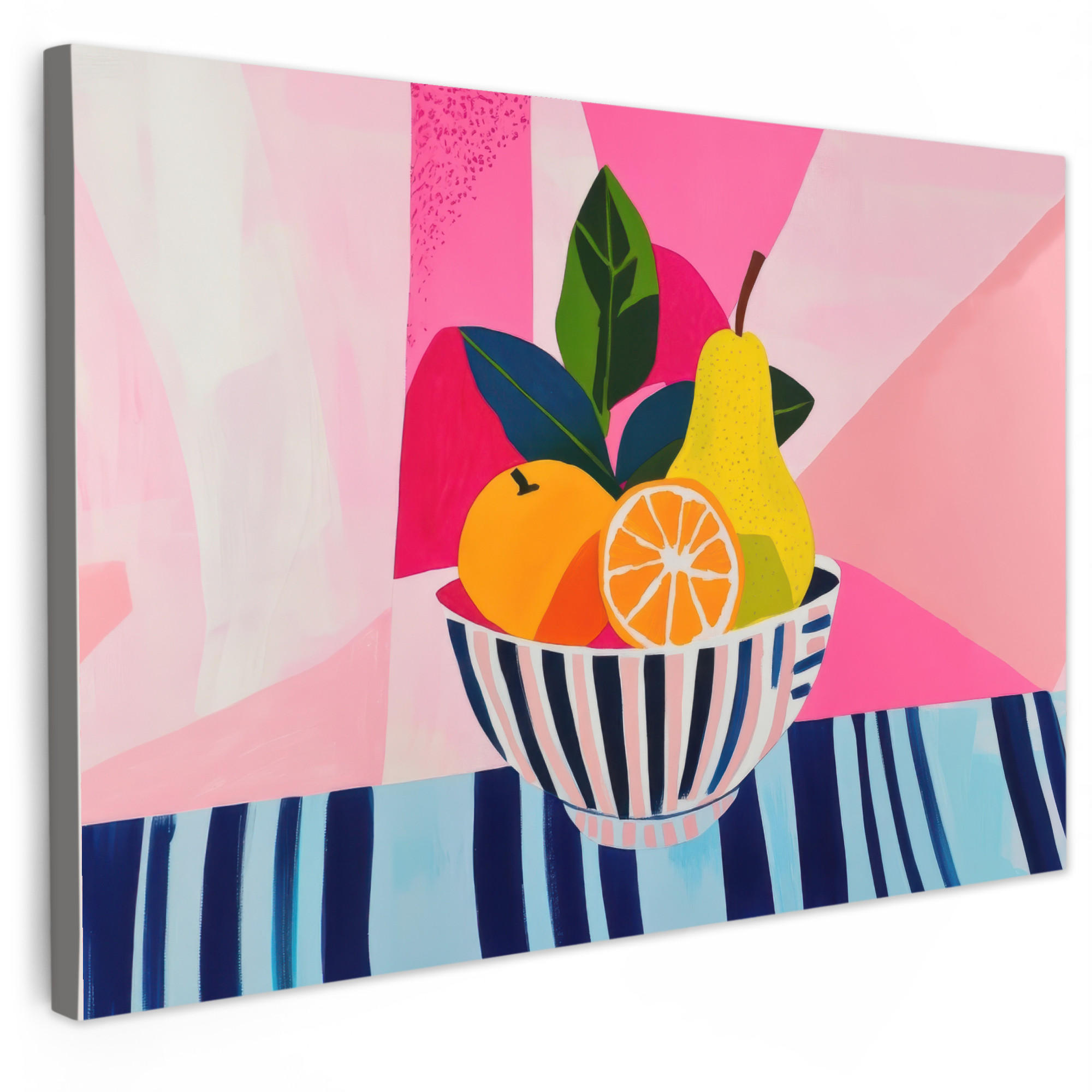 LEINWANDBILD Obst - Abstrakter Hintergrund - Rosa Wohnzimmer Groß 120x80 cm - Pink, Textil (120/80cm) - MuchoWow