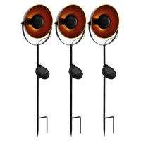 LED AUSSENLEUCHTE Solar Erdspieß Schwarz-Orange 3er Set - Schwarz, Metall (10/12/61cm)