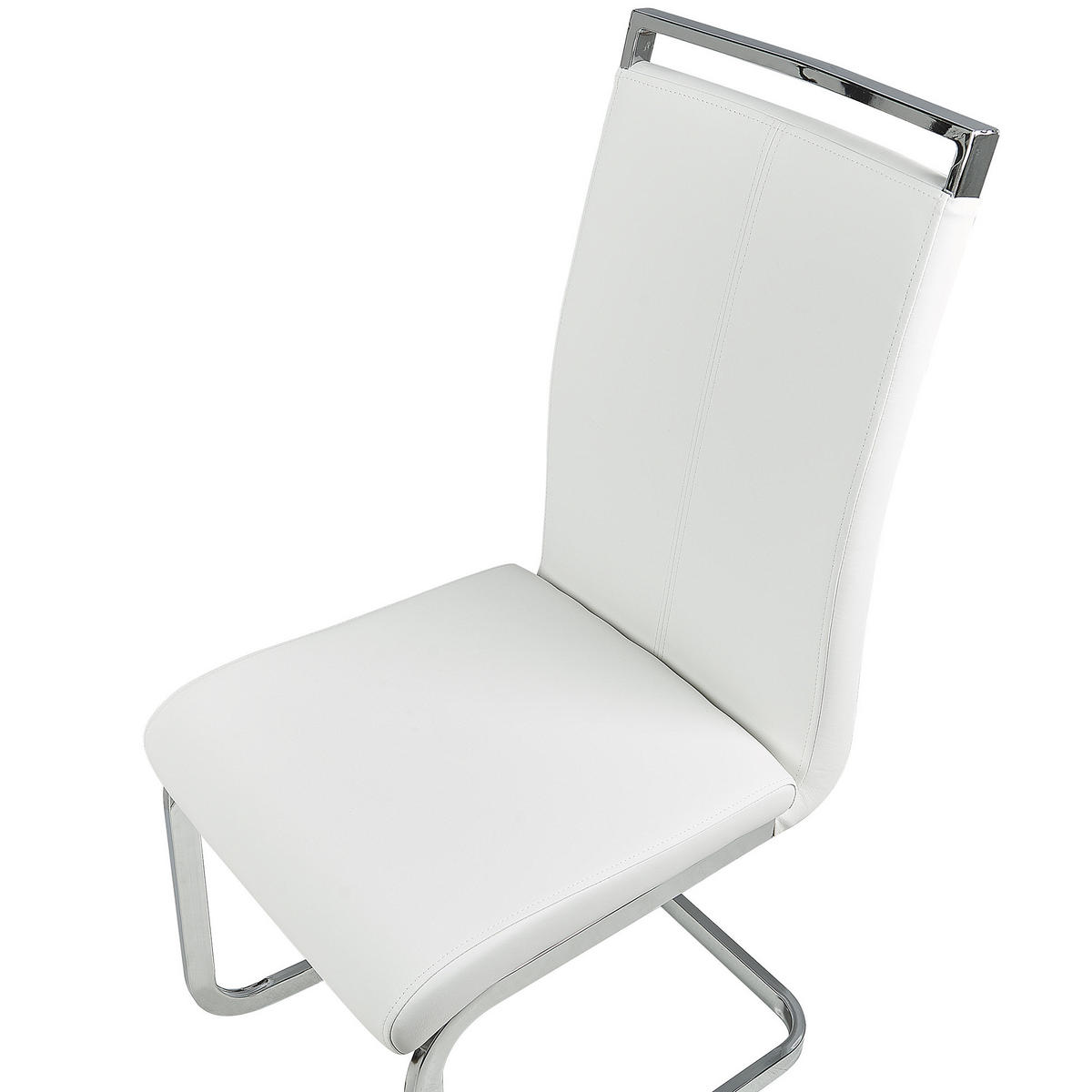 ESSZIMMERSTUHL 2er-Set Kunstleder Weiß Greedin - Weiß, Textil/Metall (42/99/50cm) - Beliani