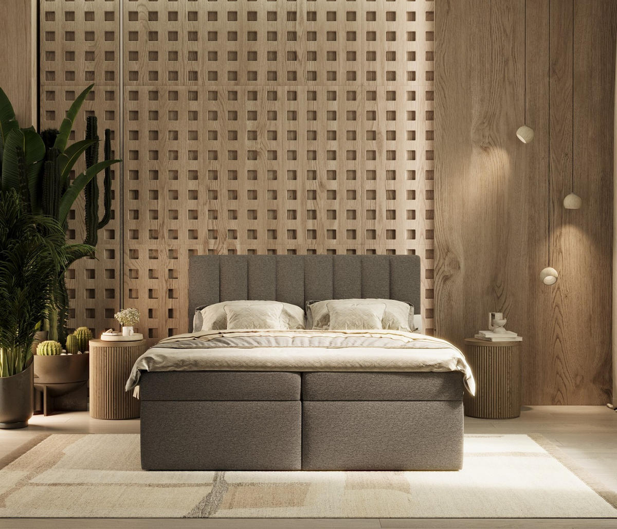 BOXBETT Amaro 140/200 cm Anthrazit im Megan Stoff - Anthrazit/Schwarz, Holz/Holzwerkstoff (140/200cm) - AltaBeds