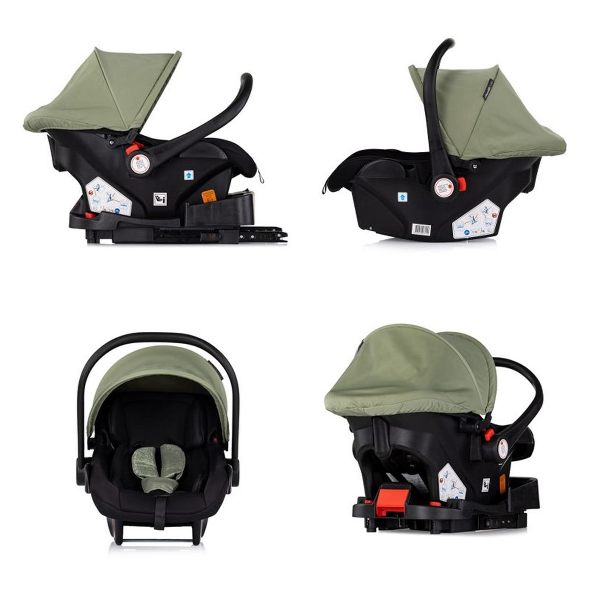 BABYSCHALE Vista i-Size grün (40-87cm) Gruppe 0+, Sonnendach, 3D-Kissen - Grün, Kunststoff (43/56/60cm) - Chipolino