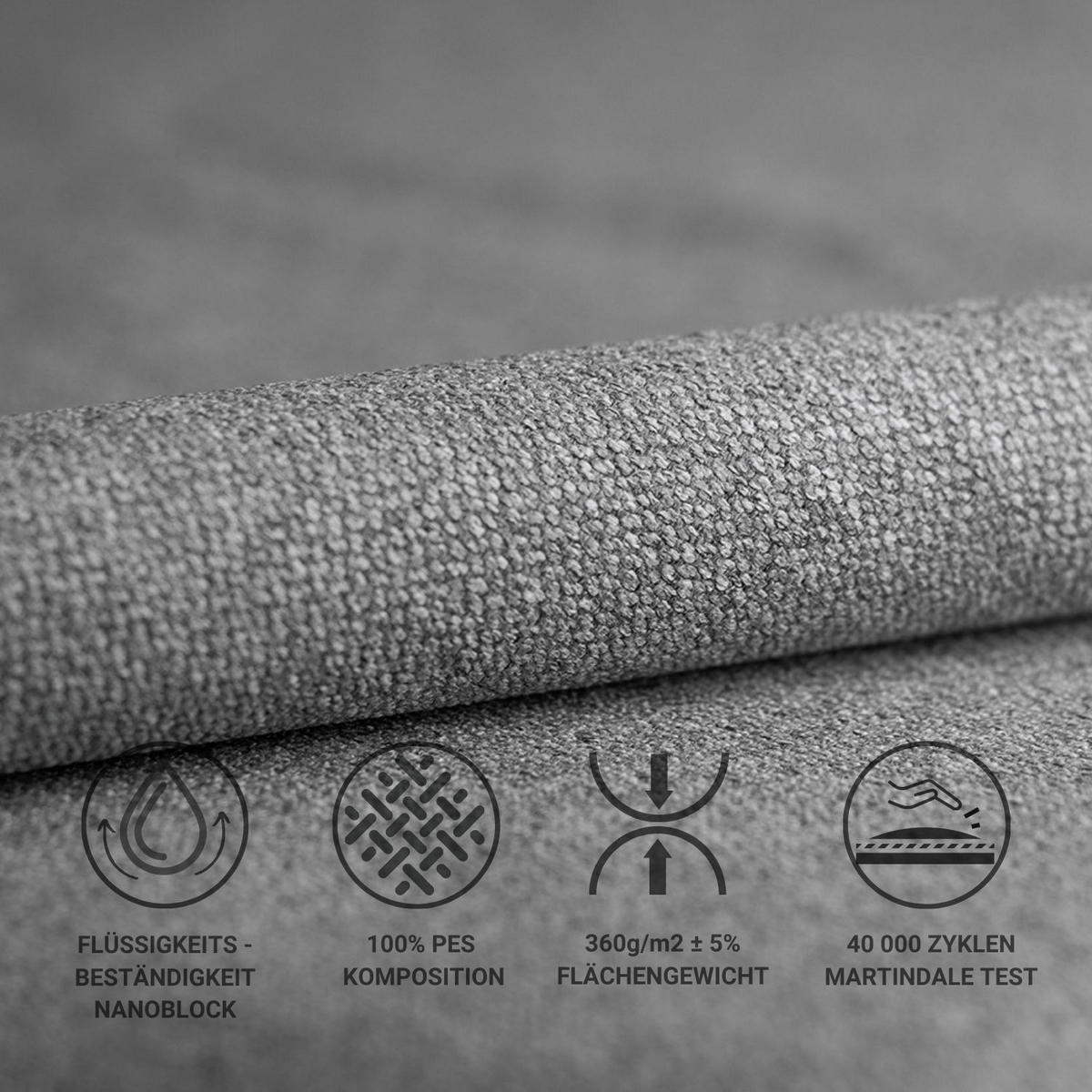 POLSTERBETT Noto Grau 120/200 cm im Webstoff - Naturfarben/Grau, Holz/Holzwerkstoff (120/200cm) - Maison de Reve