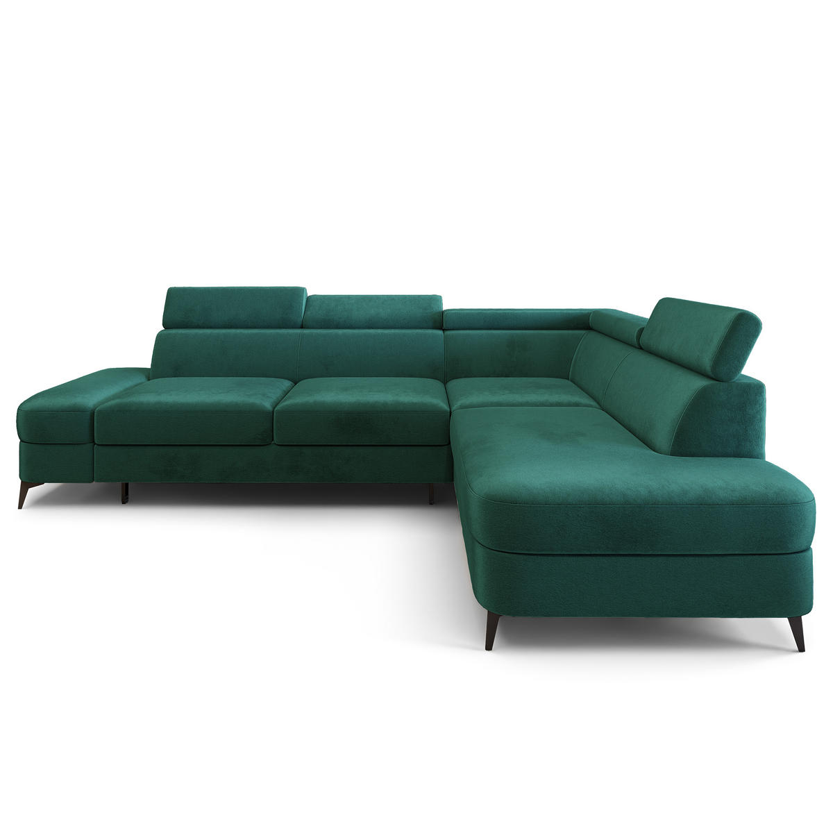 ECKSOFA AVISE M R-S Grün Velours-Stoff mit Schlaffunktion - Grün, Holzwerkstoff/Textil (268/195cm) - MASSENO