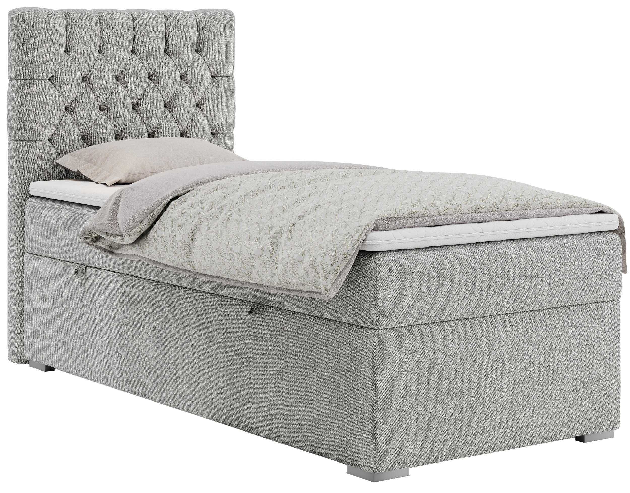 BOXBETT PERA 90/200 Hellgrau Struktur - H3 - Links Seite - Hellgrau, Holz/Textil (90/200cm) - MKS