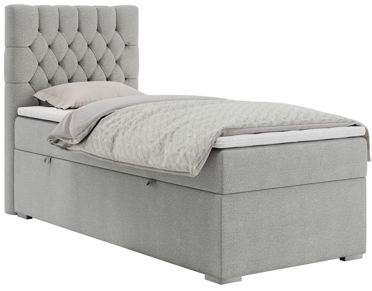 BOXBETT PERA 90/200 Hellgrau Struktur - H3 - Links Seite - Hellgrau, Holz/Textil (90/200cm) - MKS