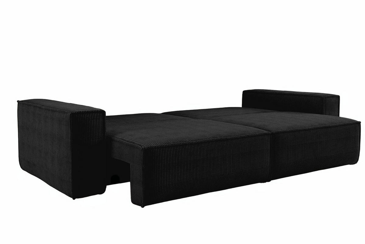 SCHLAFSOFA mit Schlaffunktion Hugo, Schwarz Cordstoff - Schwarz, Textil (244/83/98cm) - VENASI MÖBEL
