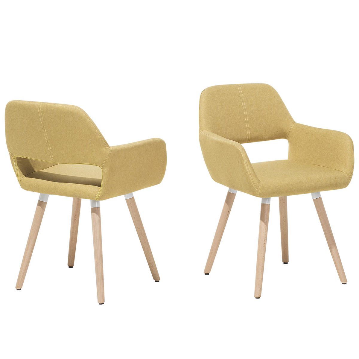 ESSZIMMERSTUHL 2er-Set Polsterbezug Gelb Chicago - Gelb, Holz/Textil (56/81/56cm) - Beliani