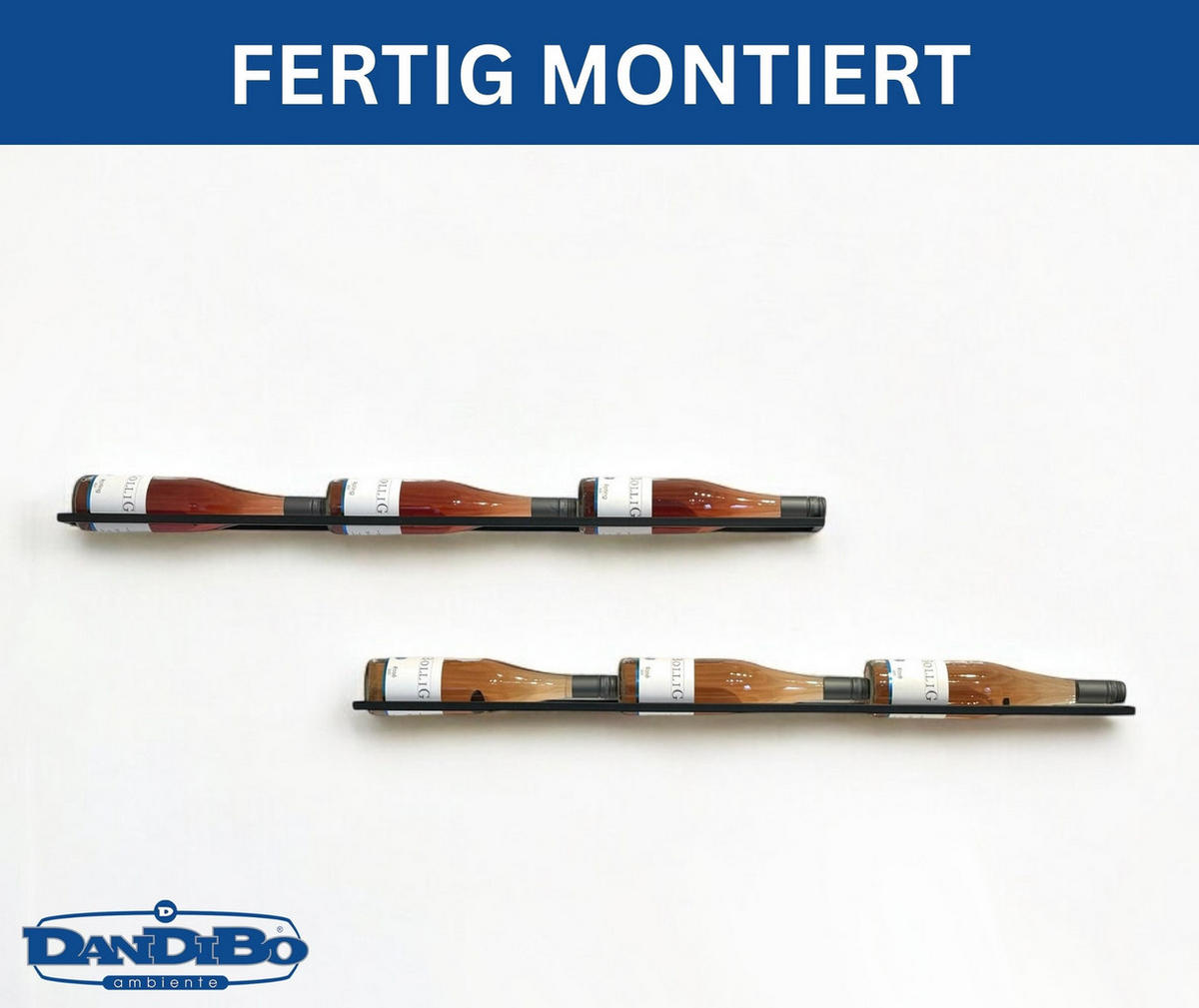WEINREGAL 2er Set für 6 Flaschen Schwarz Metall 96639 - Schwarz, Metall (100/2.5/9cm) - DanDiBo