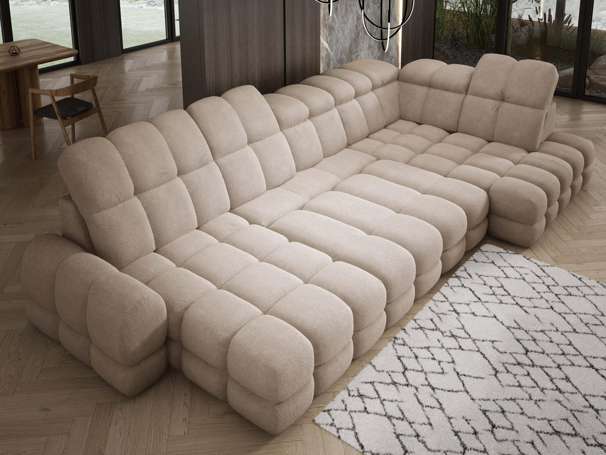 ECKSOFA TOLLO Anthology-stoff U-form 400x217x105 cm beige - Beige, Holz/Textil (217/400cm) - DomoHome