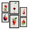 POSTER Set Mit 6 Rote Früchte Plakate Von Obst Gemüse & Gesunden Lebensmitteln Im Aquarell Kunst Auf Reinweißen Hintergründen A3 & A4 Schwarzer Rahmen - Schwarz, Papier (29/3cm) - Nacnic