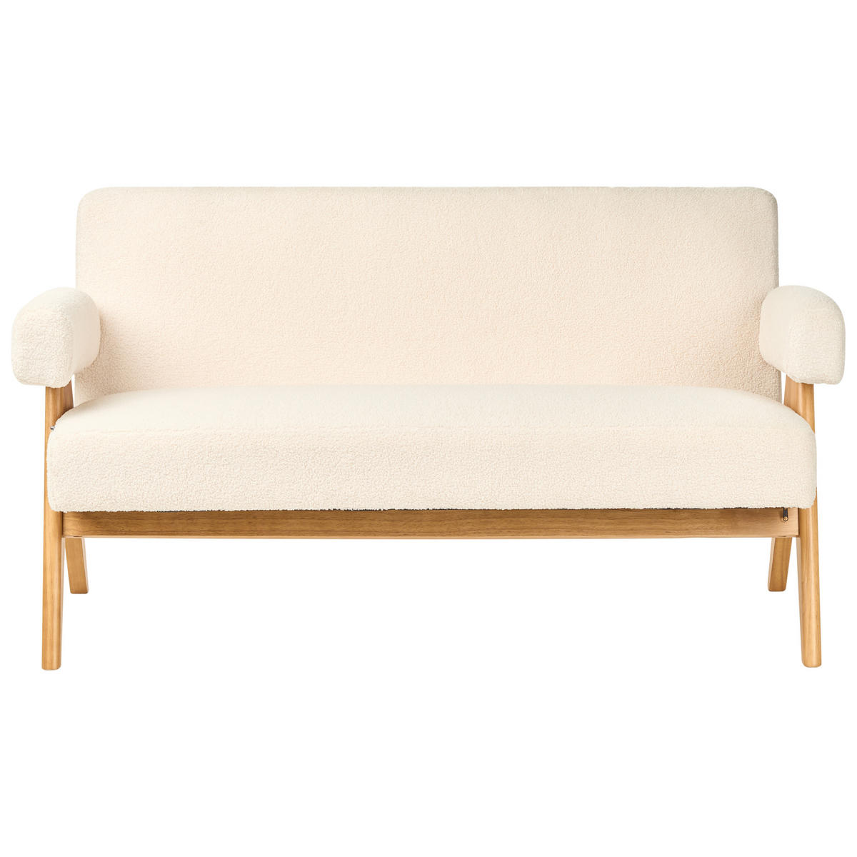2-SITZER-SOFA Bouclé Cremeweiß/Hellbraun Tamre - Creme, Textil (148/79/78cm) - Beliani