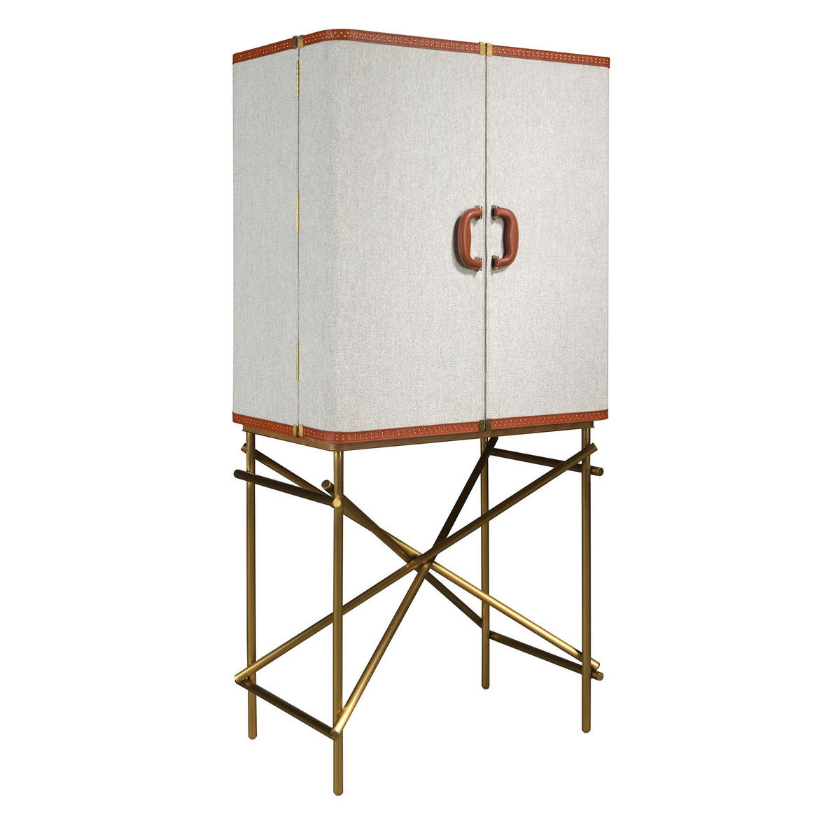 HIGHBOARD Platz Hellgrau Gold 82/53/169 cm - Hellgrau, Holzwerkstoff/Metall (82/169/53cm) - ANGEL CERDA
