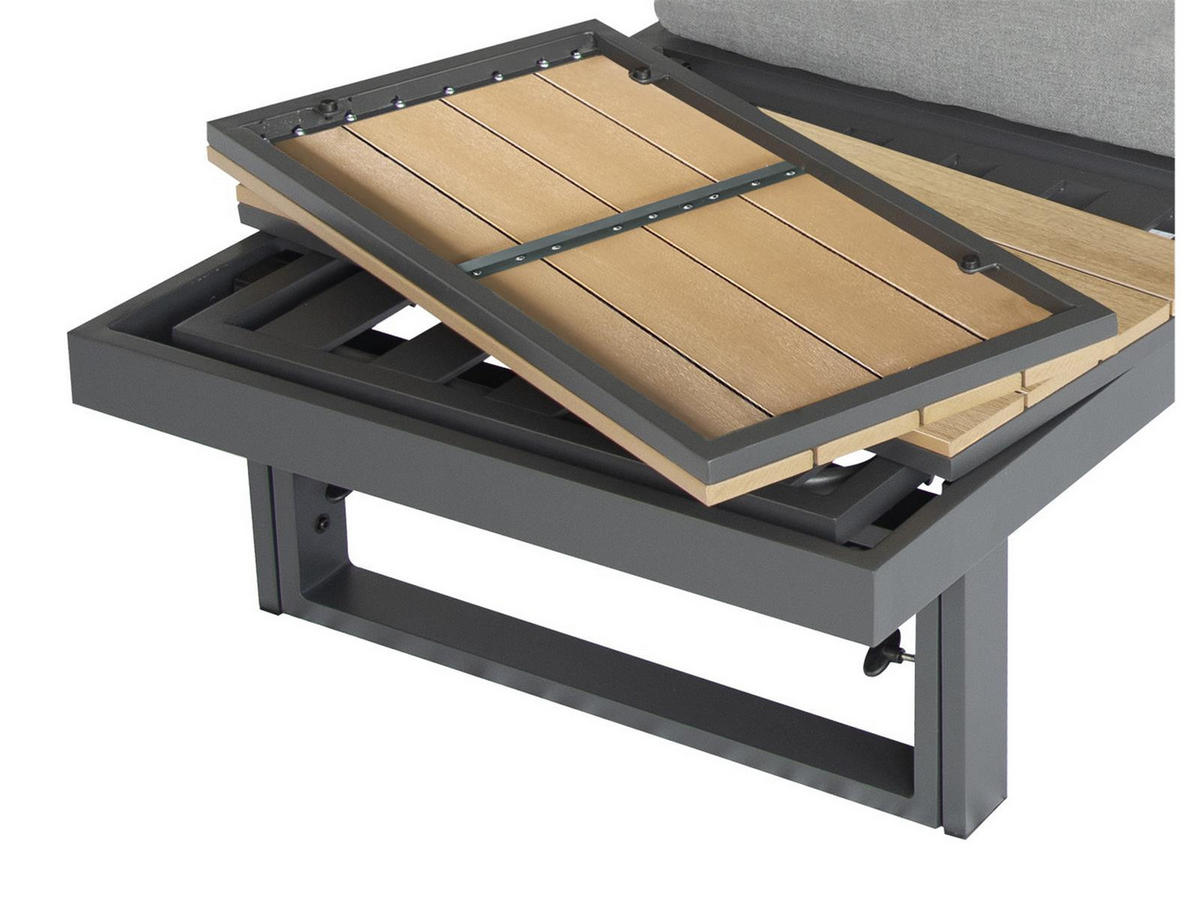 GARTENLOUNGE-SET Largo Grau Aluminium höhenverstellbarer Tisch für 6 Personen - Grau, Kunststoff - bellavista - Home & Garden