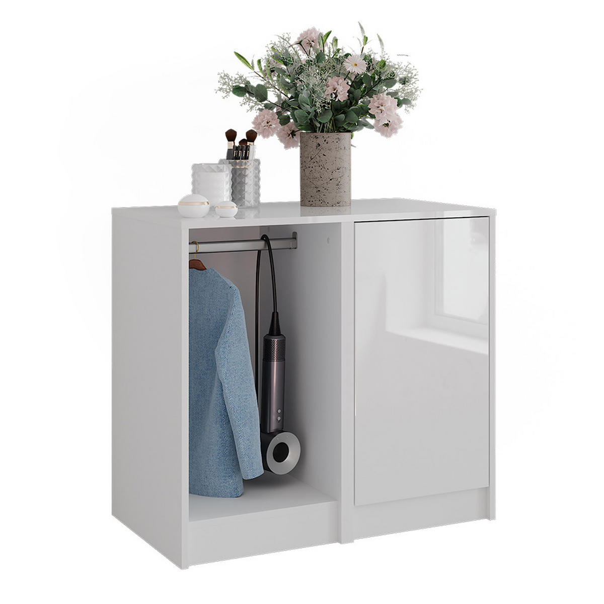 KOMMODE Sherry Weiß/Weiß Hochglanz 80.2 x 76 cm 2 Teile - Weiß Hochglanz, Holzwerkstoff (50.1cm) - Vicco