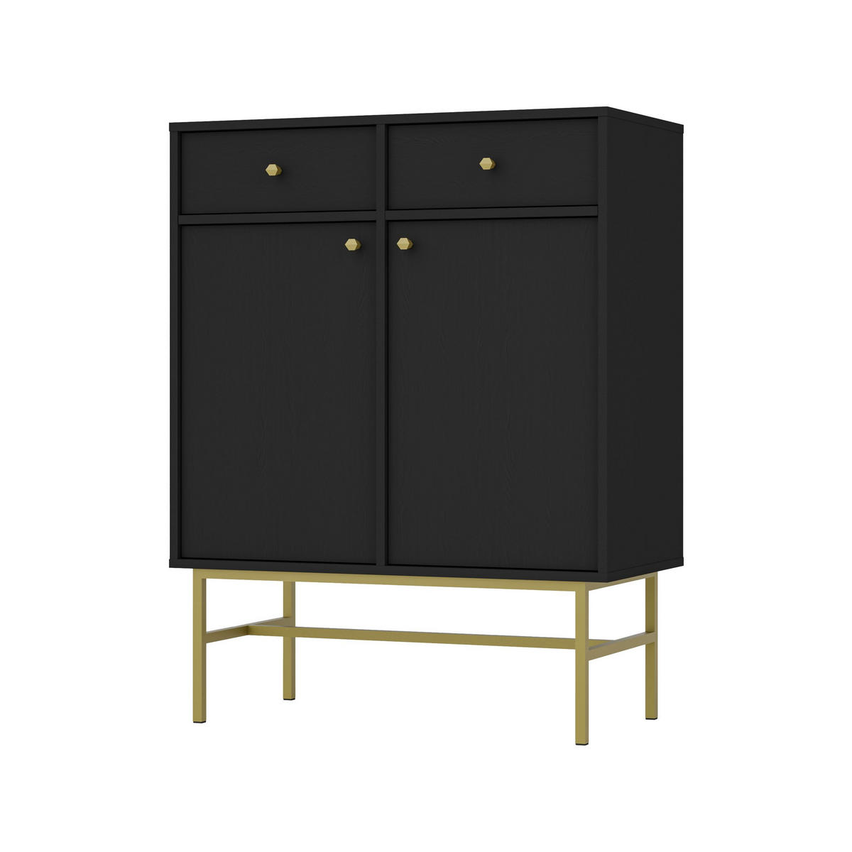 SIDEBOARD TORINO 84/108/41cm mit 2 Schubladen 2 Türen Graphitfarben - Graphitfarben, Holzwerkstoff (84/108/41cm) - MASSENO
