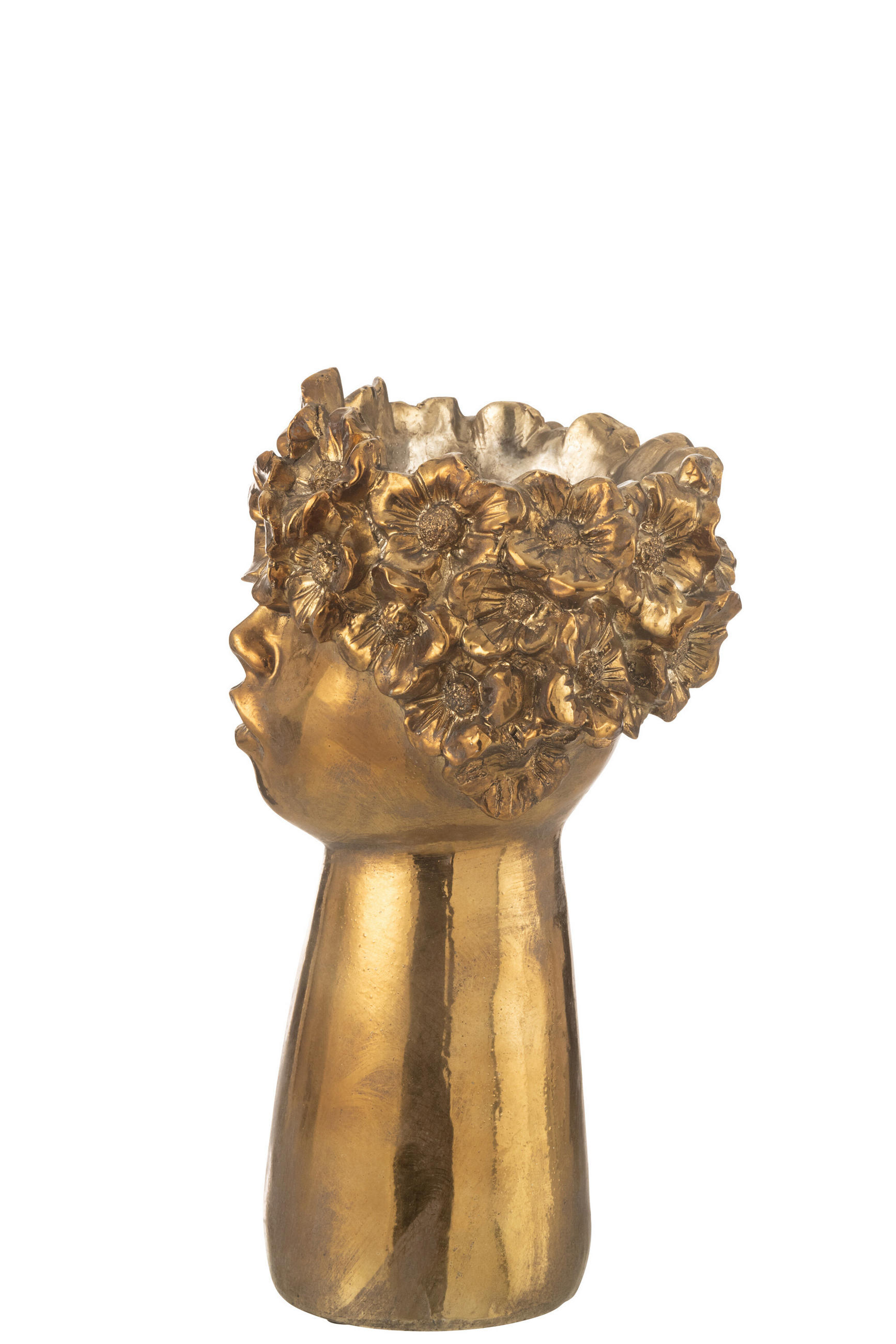 BLUMENTOPF NEBU KOPF - Polyresin - Gold - L - Ø 18,5 cm - Goldfarben, Glas/Naturmaterialien (18.5/35cm) - J-Line