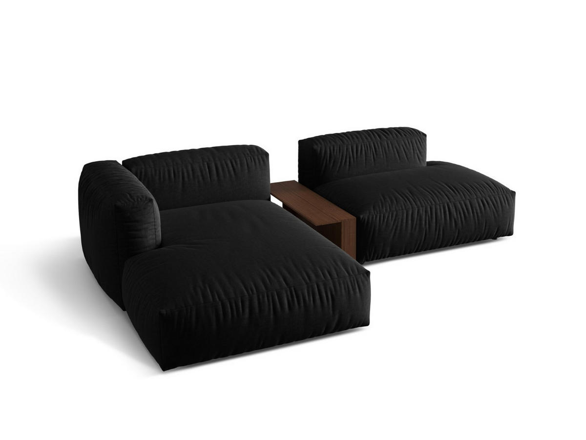 ECKSOFA modular links Martina aus strukturiertem Stoff schwarz 2 Sitzplätze - Schwarz, Textil (176/285cm) - Micadoni