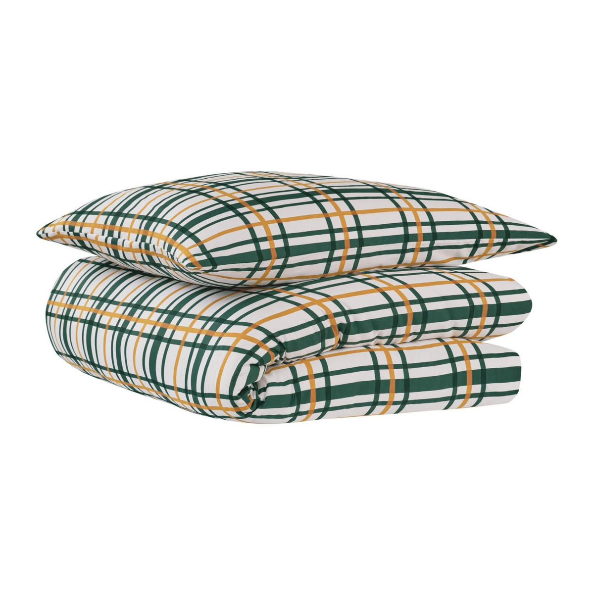 BETTWÄSCHESET Maxim - Baumwollsatin - 2-teilig - 135x200cm - Grün-Senf - Hellbraun, Textil (135/200cm) - Uncover by Schiesser