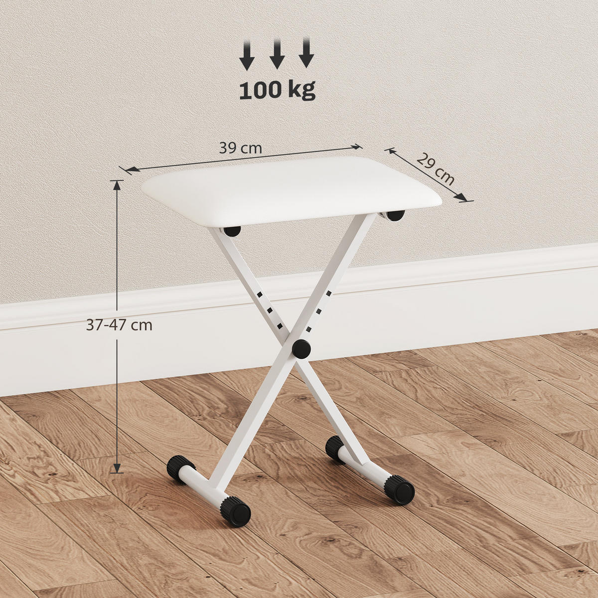 HOCKER DE-16441 klappbar & höhenverstellbar Weiß - Weiß, Metall (29/47/39cm) - ComfortXL