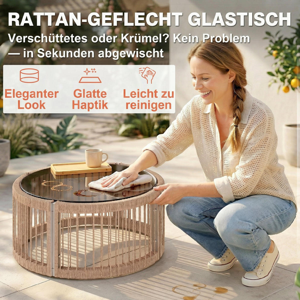 RATTAN-GARTENMÖBEL-SET 4er Set PE-Rattan Metall Braun - Braun, Metall - Outsunny
