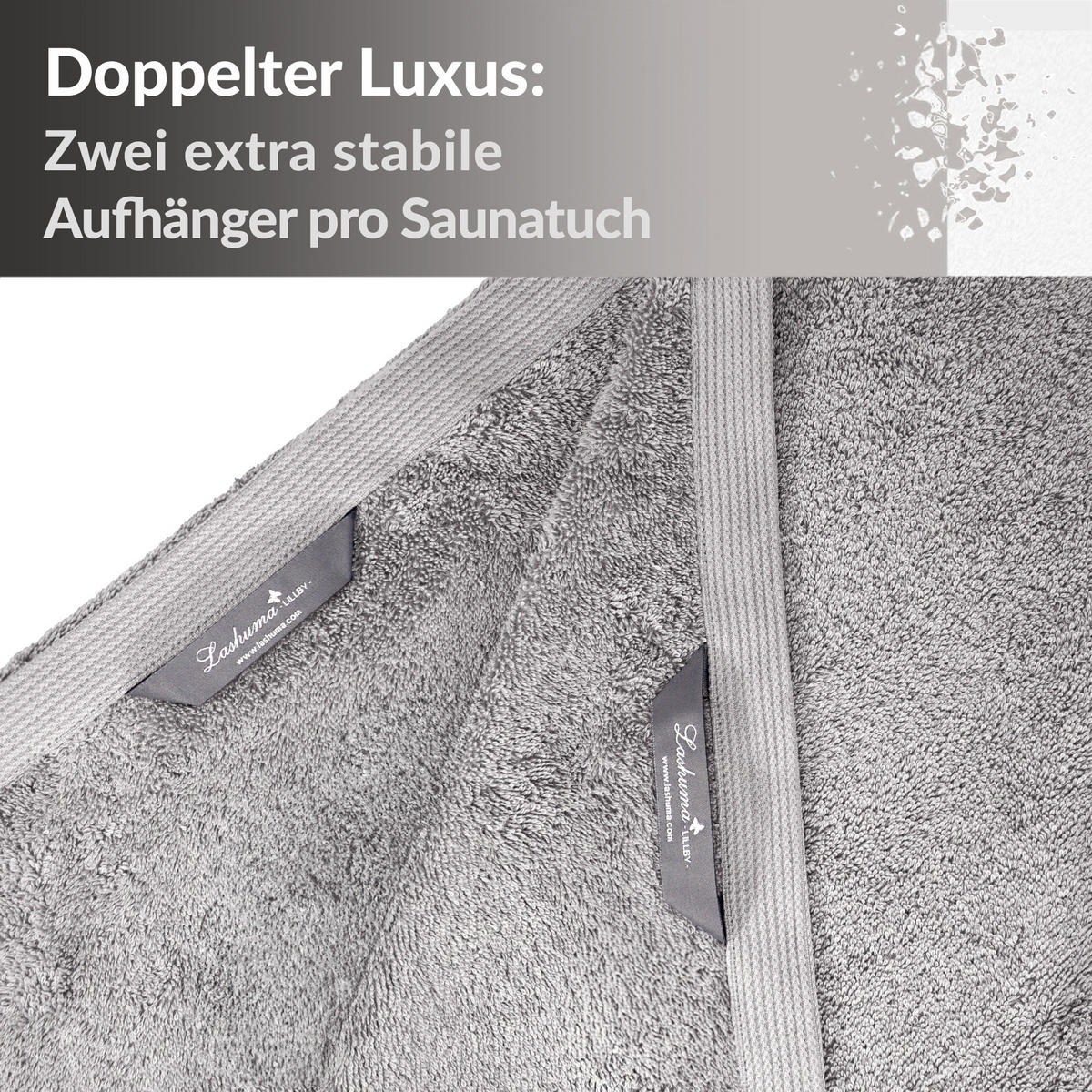 SAUNATUCH Lillby Stein Grau 100x200 cm - Hellgrau, Textil (100/200cm) - Lashuma
