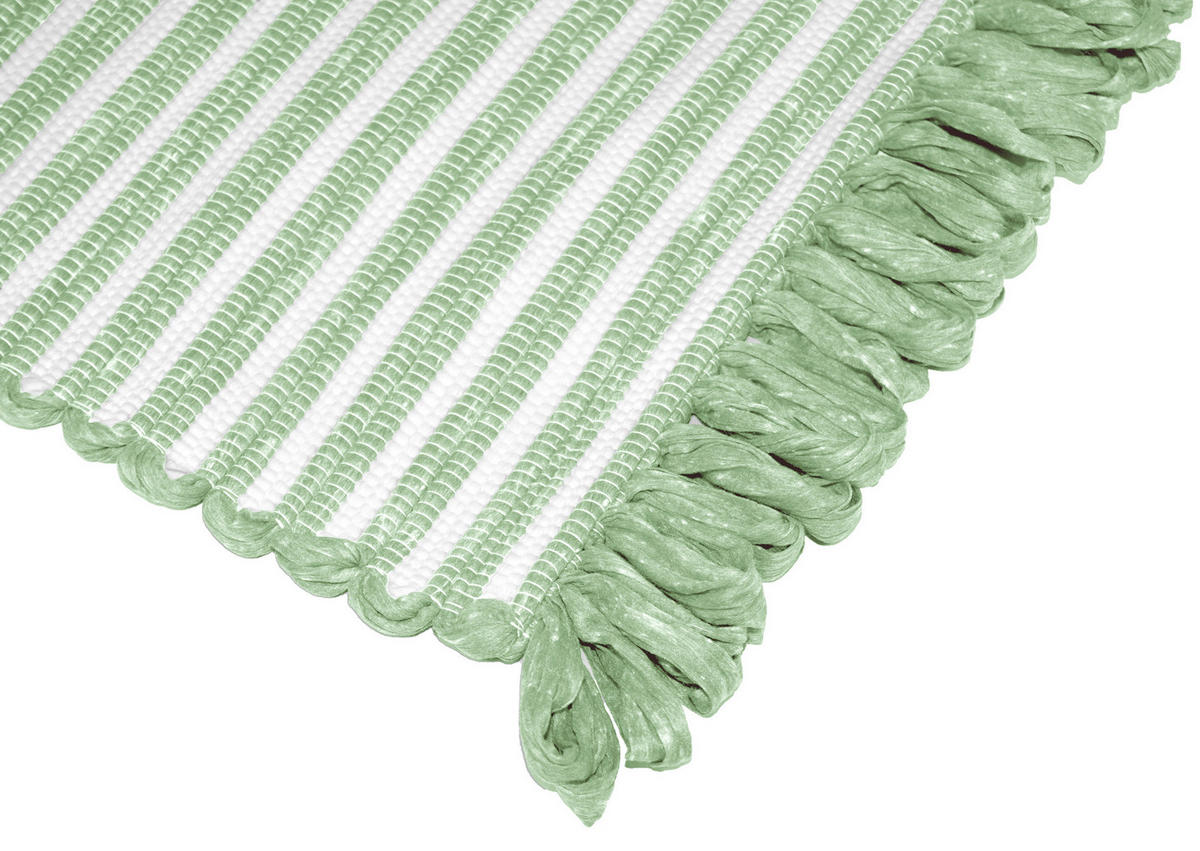 HANDGEWEBTER Läufer 50x70 cm Lindgrün - Hellgrün, Naturmaterialien/Textil (50/70cm) - Lashuma