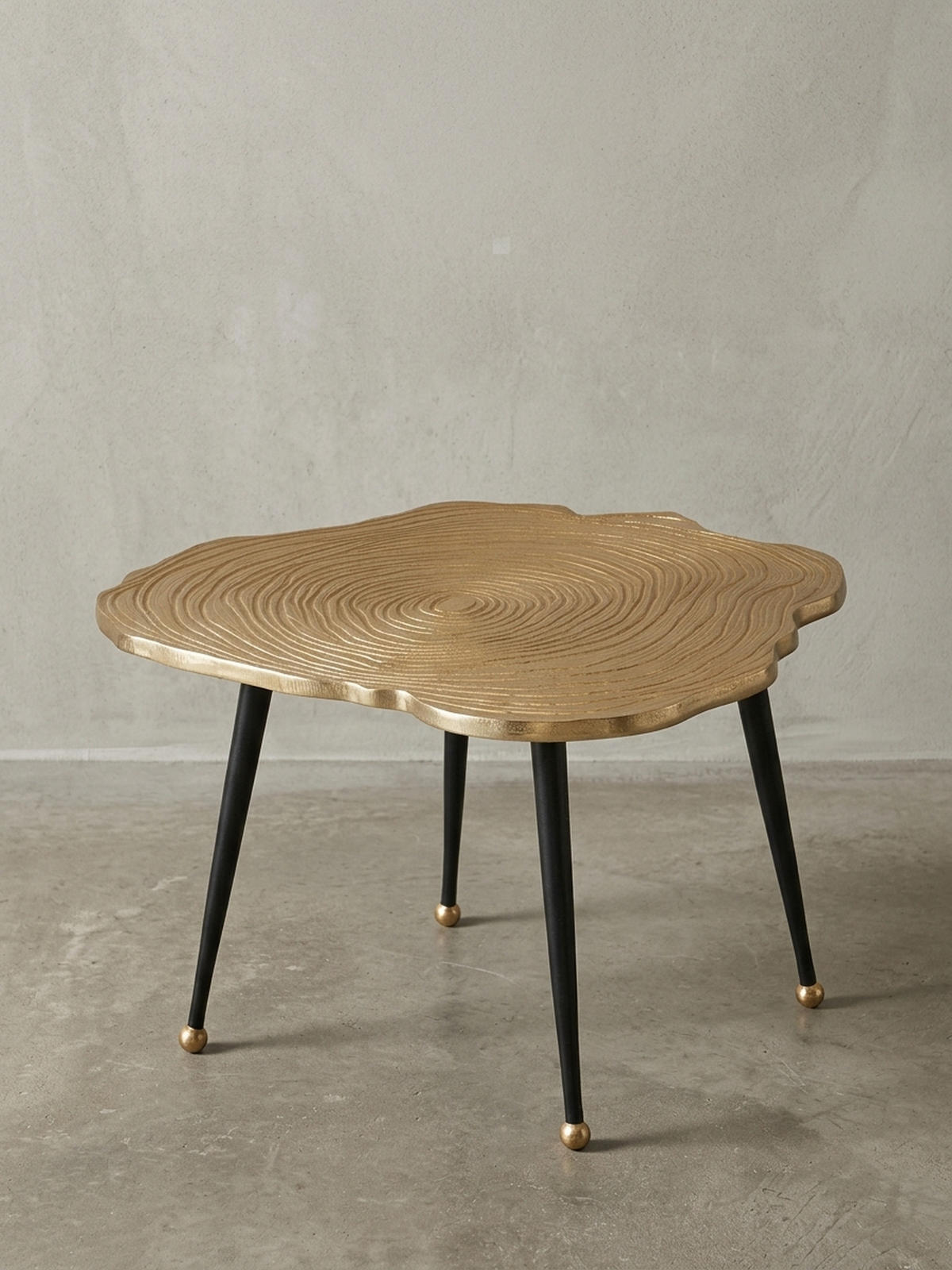 COUCHTISCH Schwarz Gold, Aluminium im Baumscheiben-Look - Goldfarben/Schwarz, Metall (64/64/37cm) - KADIMA DESIGN