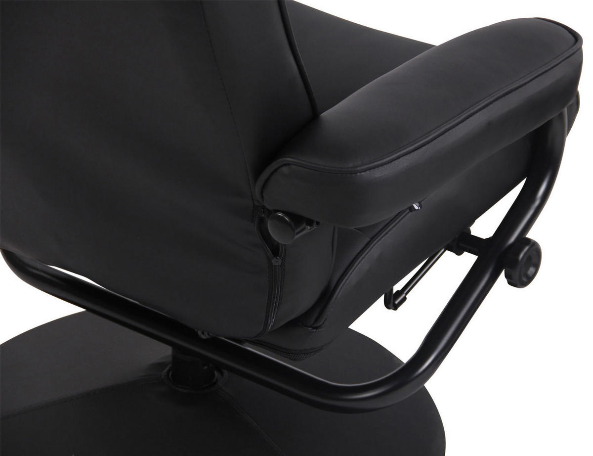 SESSEL MIT HOCKER Lederlook Schwarz - Schwarz, Textil/Metall (77/92/72cm) - CLP