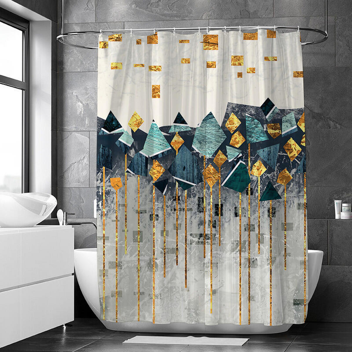 DUSCHVORHANG 120 x 180 cm schimmelresistent maschinenwaschbar mit Haken für Badezimmer - Multicolor, Textil (120/180cm) - MCBOSON