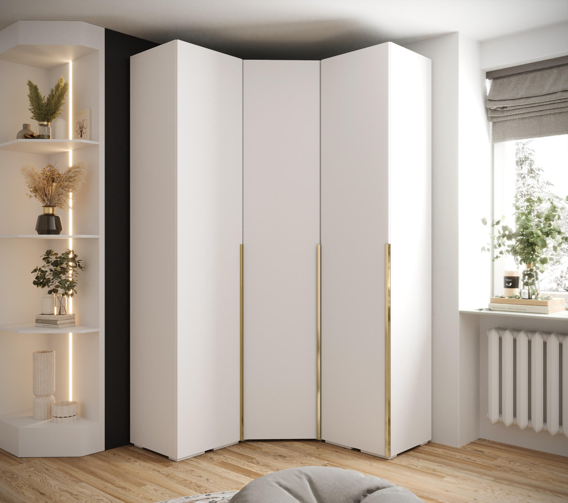 GARDEROBEN-SET 236,7/131,7/47 - Goldfarben/Weiß, Holz/Kunststoff (131.7/236.7/47cm) - Abiks Möbel