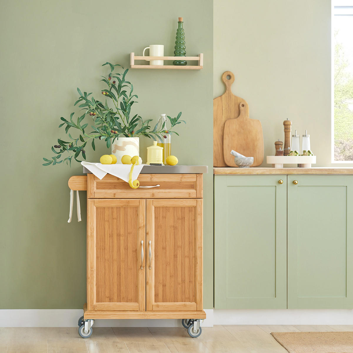 KÜCHENWAGEN Bambus - Naturfarben, Holzwerkstoff (74/90/46cm) - SoBuy