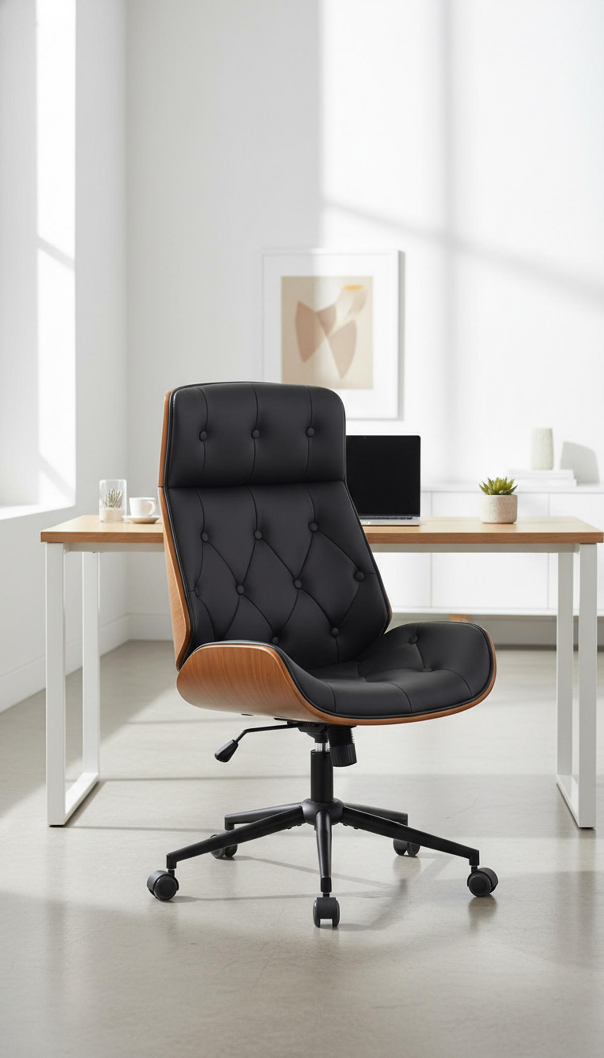 BÜROSTUHL Drayk walnuss/schwarz schwarz - Schwarz, Metall (58/120/66cm) - TPFLiving