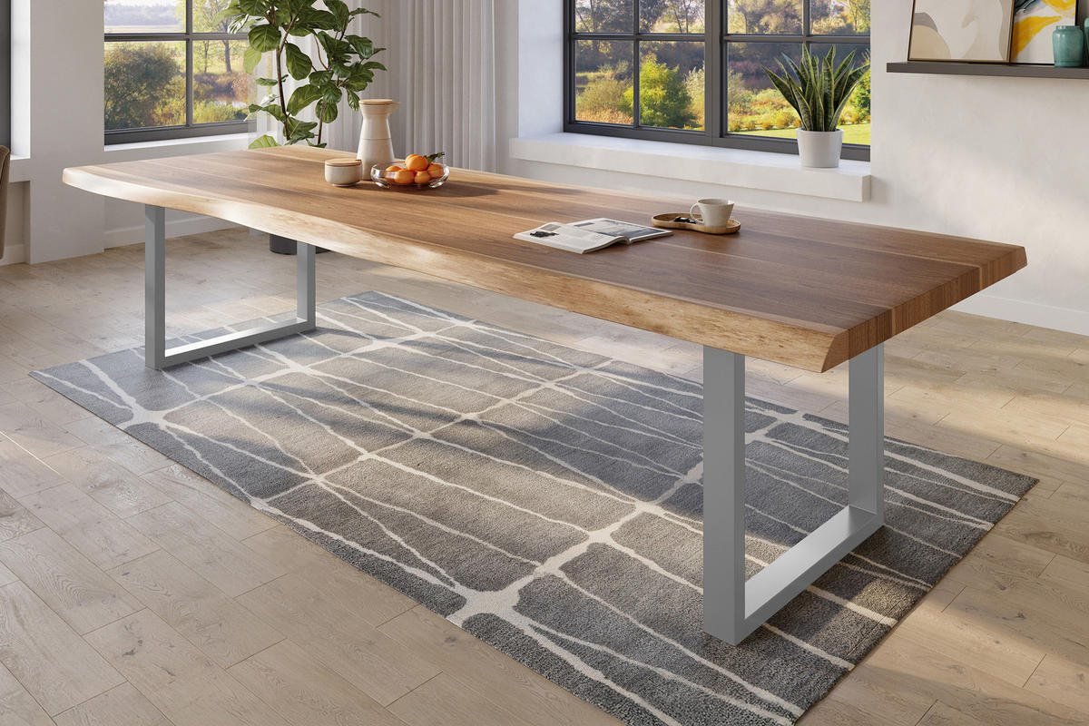 ESSTISCH TITAN - Beige/Silberfarben, Holz (120/350/79cm) - SAM